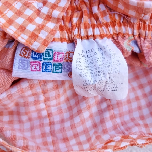 Vintage Small Steps Sundress Orange Floral Baby Girls 18 Months - Picture 3 of 3